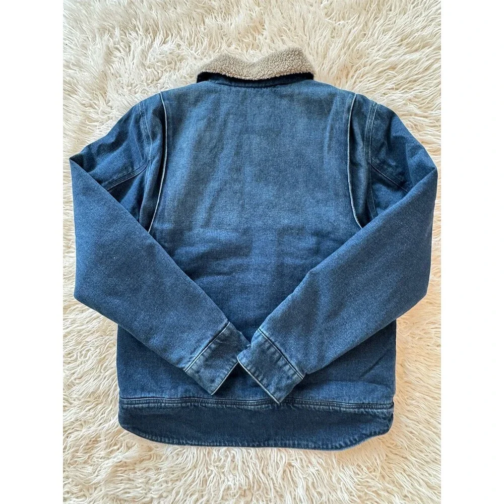 CUTE Carhartt Men's Relaxed Fit Sherpa-Lined Denim Jacket Blue Full Zip Size S - Picture 13 of 15